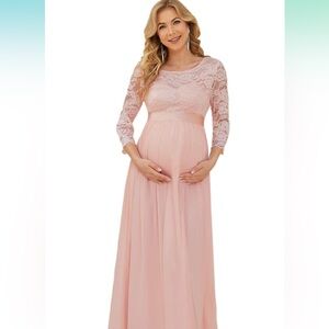 Pink Lace Maternity Gown